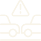 Icon of a car with a warning triangle and exclamation mark above it